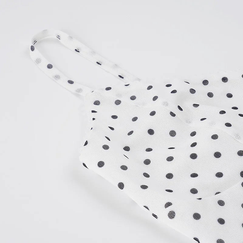 LIZAKOSHT  -  French Fashion Elegant Polka Dot Maxi Dress V-Neck Strap For Women Slim Fit Bodycon Long Dress Holiday Party Outfit