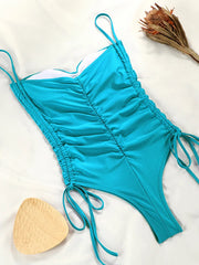 LIZAKOSHT  -  String One Piece Suits Push Up Swimsuit Women Blue Color Swimwear Sexy Bath Suits Bandage Beachwear