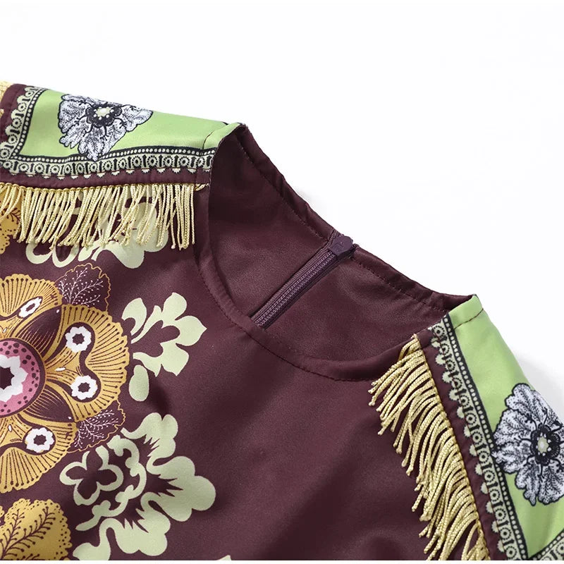 LIZAKOSHT  -  Vintage Tassel Printed Irregular Tops Women Sleeveless Round Neck Patchwork Tops Lady New Casual Daily Fashion Summer Clothes