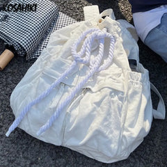 LIZAKOSHT  -  Simple Ins Korean Sweet Schoolbag Women Vintage All Match Casual Shoulder Bags Fashion Y2k Trendy Backpacks for College Students