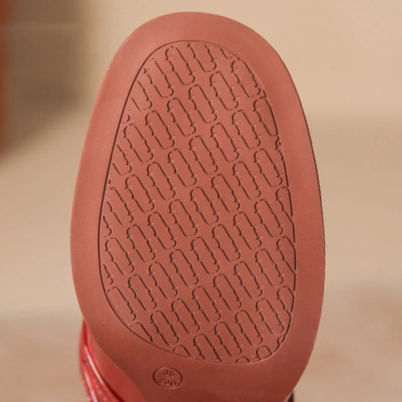 LIZAKOSHT  -  New Women 4.5cm High Heels Fashion Prom Pumps Female Concise Metal Buckle Strap Block Heels Lady Patent Leather Mary Jane Shoes