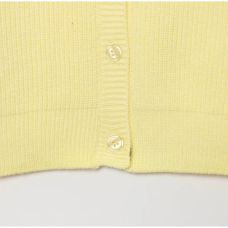 LIZAKOSHT  -  Fashion Single Breasted Knitted Coats Women Elegant Solid O-neck Lantern Sleeve Cardigan Lady Summer Chic Casual Holiday Tops