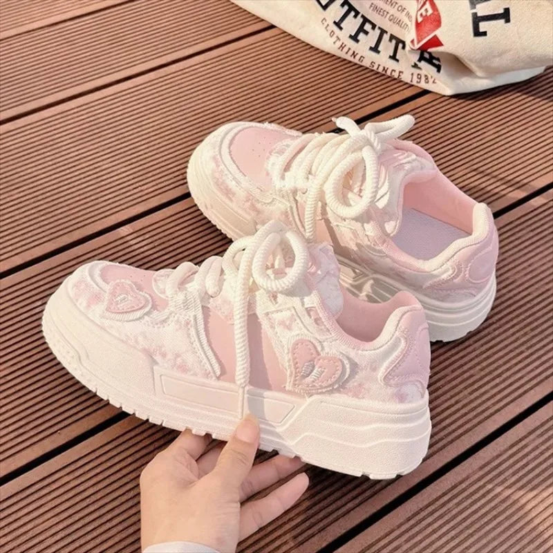 LIZAKOSHT  -  Sweet Women Sneakers Pink Kawaii Design Fashion Womens Sports Shoes Cute Patchwork Korean Style Casual Female Shoes