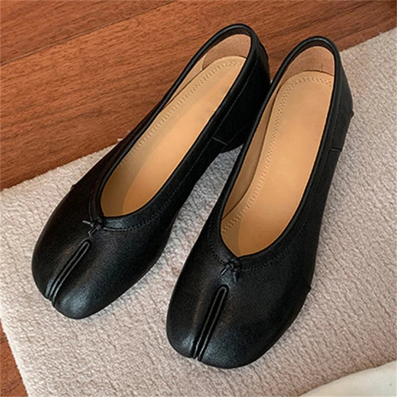 LIZAKOSHT  -  Spring Summer Clip Toe Women Pumps High Quality Cosy Soft Leather Round Low Heels Dress Party Mules Shoes