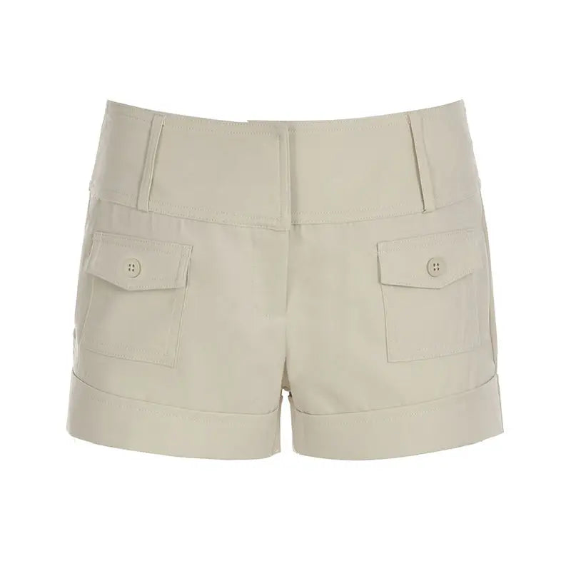 LIZAKOSHT  -  American Retro Button Pocket Tooling Shorts Women Waist Hot Casual Pants