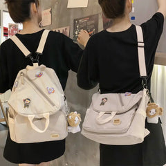 LIZAKOSHT  -  Korean Fashion Multipurpose All Match Women Backpack High-capacity Vintage Preppy Student School Bags Foldable Crossbody