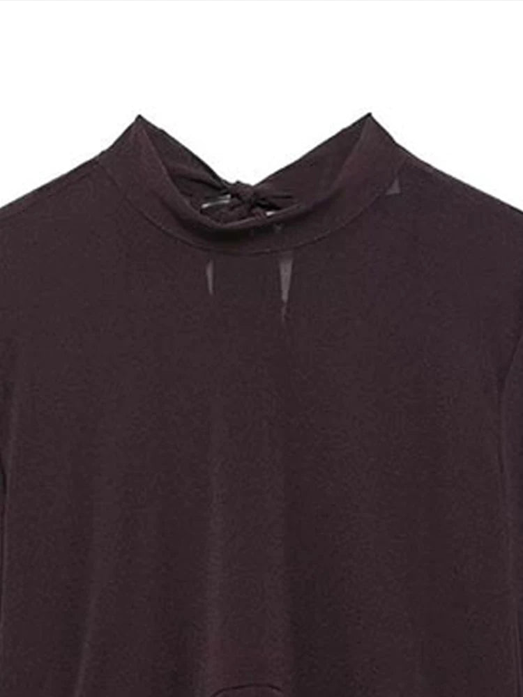 LIZAKOSHT  -  Elegant Shirts Women Loose Ruffles O Neck Long Sleeves Shirt Female 2025 Spring Summer Fashion Solid Soft Lace Up Chiffon Tops