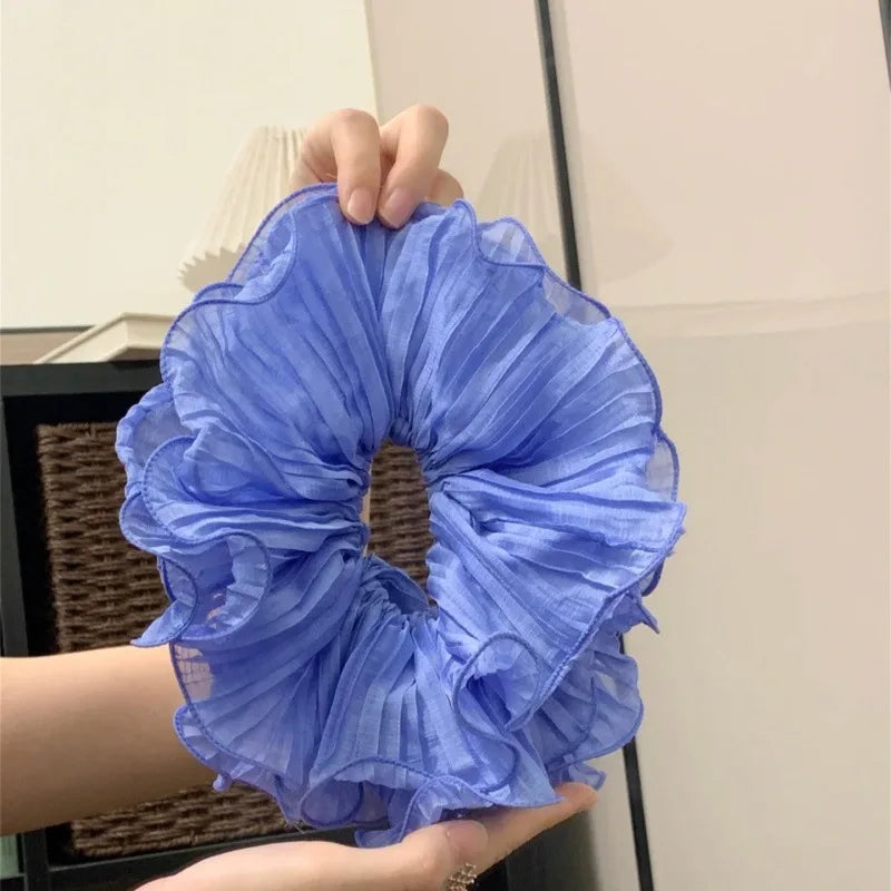 LIZAKOSHT  -  1PC Ruffled Ruffled Oversized Large Intestine Hair Scrunchie - Versatile Double-Layer Hair Rope, Hair Ornament, Hair Accessory