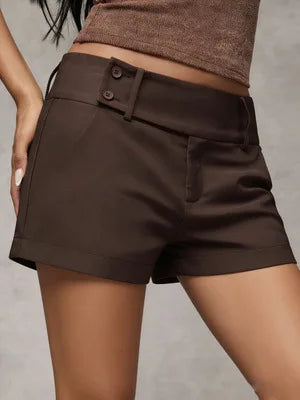 LIZAKOSHT  -  High Waist Casual Women's Suit Shorts Trendy Street Style Comfortable Polyester Fabric Versatile Three-quarter Length Pants