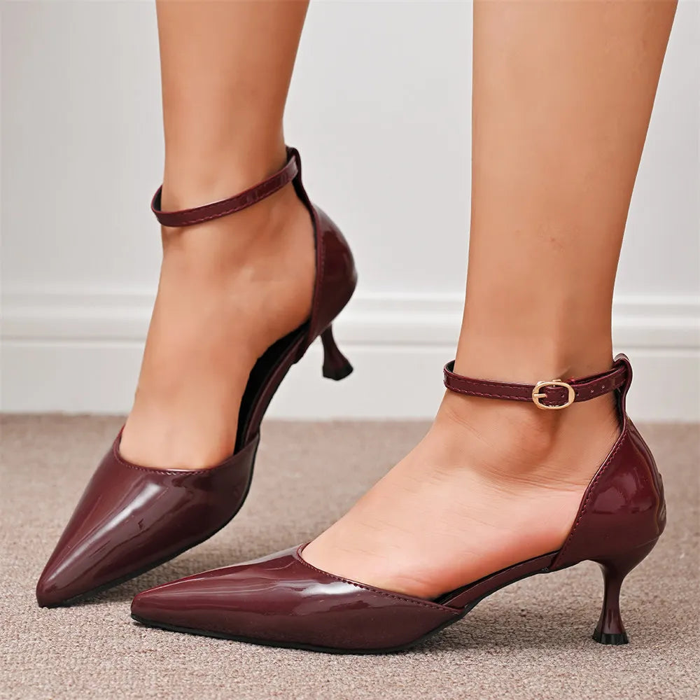 LIZAKOSHT  -  Big Size 43 Elegant Burgundy Pointy Toe Two-Piece Pumps Summer Bow-knot 6cm Kitten Heels Black Office Lady Shoes Women