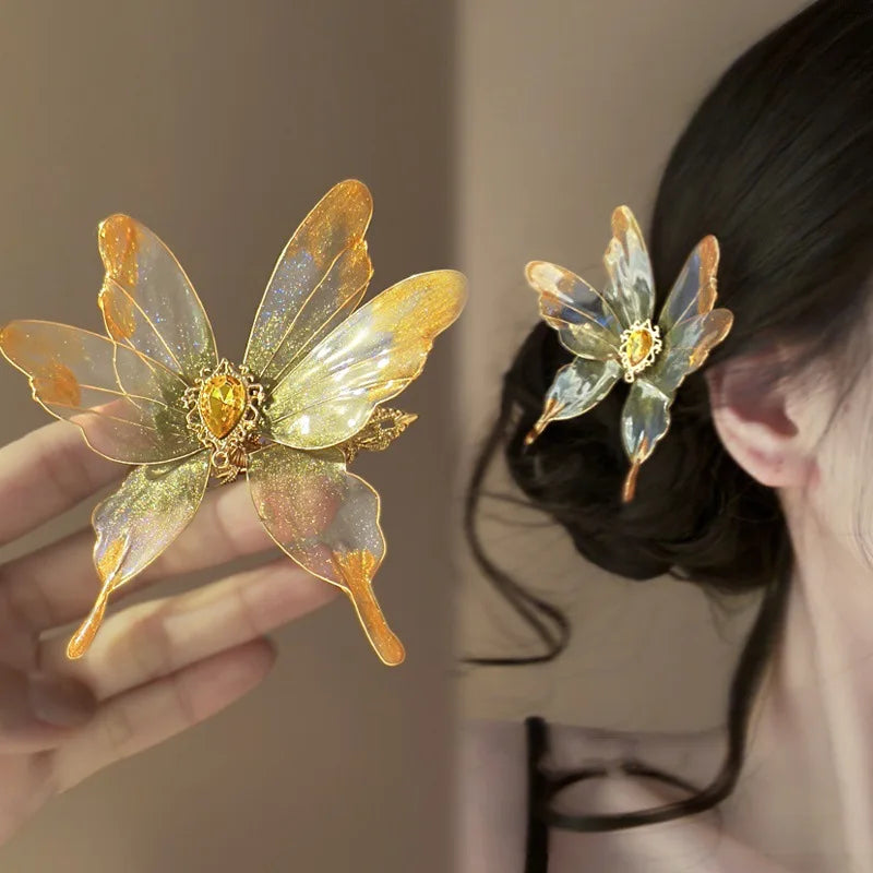 LIZAKOSHT  -  1PC Butterfly Dream Super Fairy New Chinese Retro Heat Shrink Butterfly Hair Clip Niche Design Temperament Hanfu Side Clip