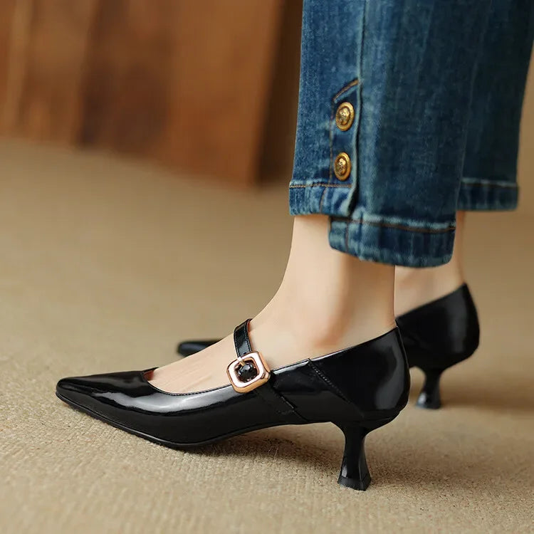 LIZAKOSHT  -  Sharp pointed shallow mouth single shoe autumn new comfortable breathable leather single shoe