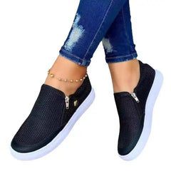 LIZAKOSHT  -  Faionable Flat Zipper Single oes Casual Leisure Flats Spring Autumn Large Size Comfortable Footwear round Toe Rubber Sole