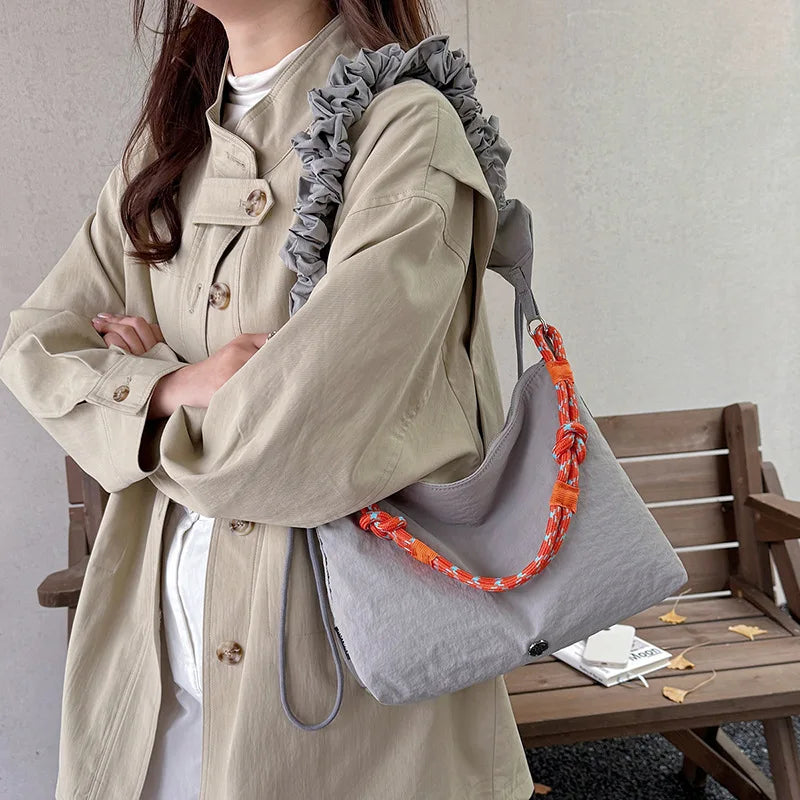 LIZAKOSHT  -  New Fashion Winter Comfortable and Versatile Texture Hobo Bag Cotton Puff Leisure Shoulder Bag Wrinkled Commuting Crossbody Bag