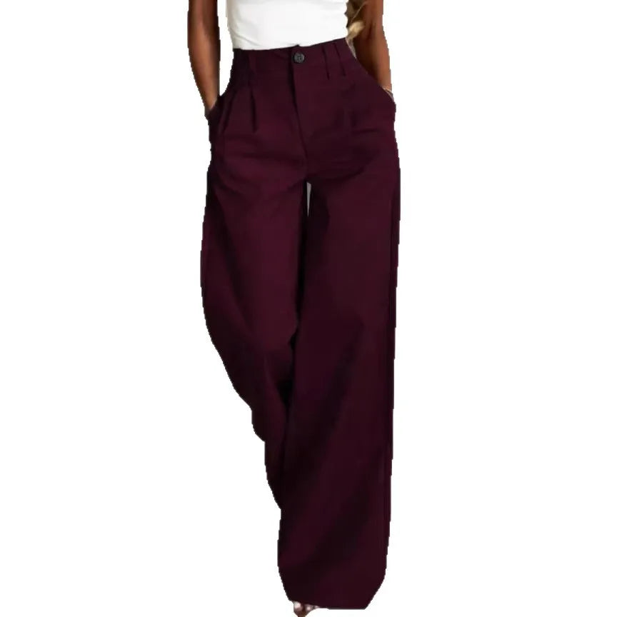 LIZAKOSHT  -  High Quality Commuter Women's Spring/summer High Waisted Narrow Version Wide Leg Pants with A Hanging Feel