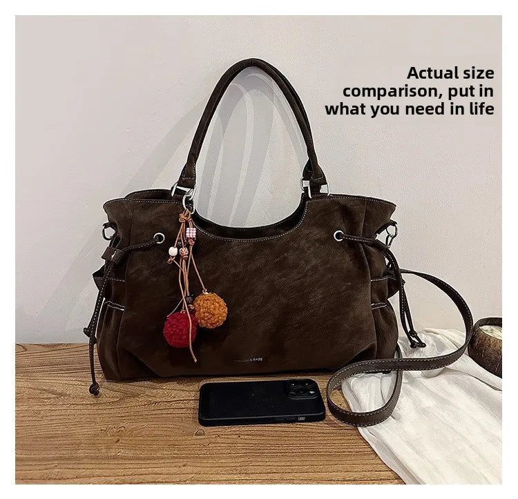 LIZAKOSHT  -  Simple Fashion Suede Crossbody Bag Women Large Capacity Shoulder Bag for Work Comfortable and Versatile Texture Commuting Bag