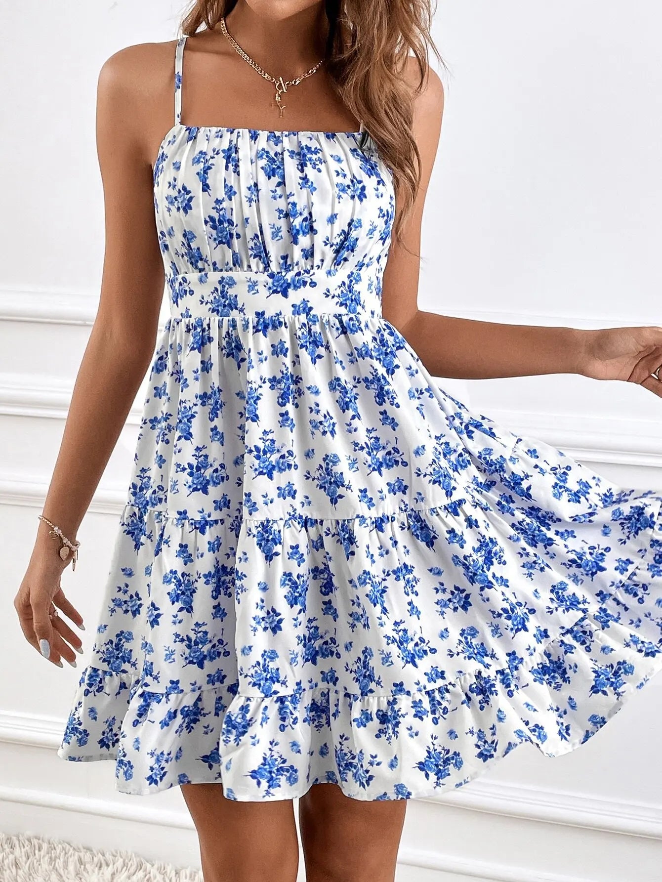 LIZAKOSHT  -  Women's Sexy Waist-hugging and Slimming Hot Floral Sleeveless Suspender Dress