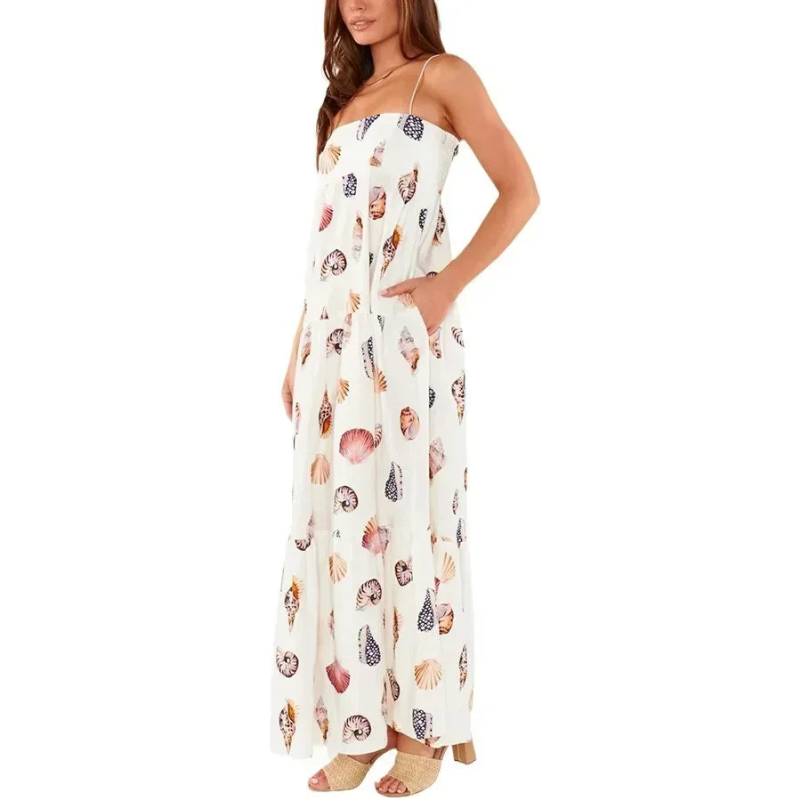 LIZAKOSHT  -  Women's Fashionable Spring/summer New Camisole Printed Layered Dress Loose Holiday Women's Dress