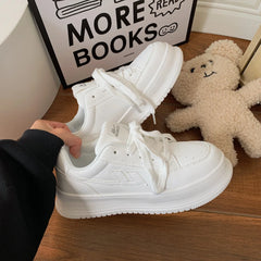 LIZAKOSHT  -  Shoes Womens Sneakers Platform Roses Thick Sole  Casual Fashion Leisure Basic Flock Lace-Up Solid Shallow Rubber Round Toe