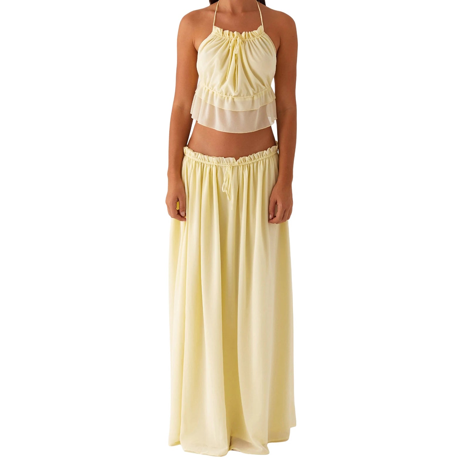 LIZAKOSHT  -  Women s Floral Print Crop Top and High Waisted Maxi Skirt Set for Summer Vacation Beachwear Outfit
