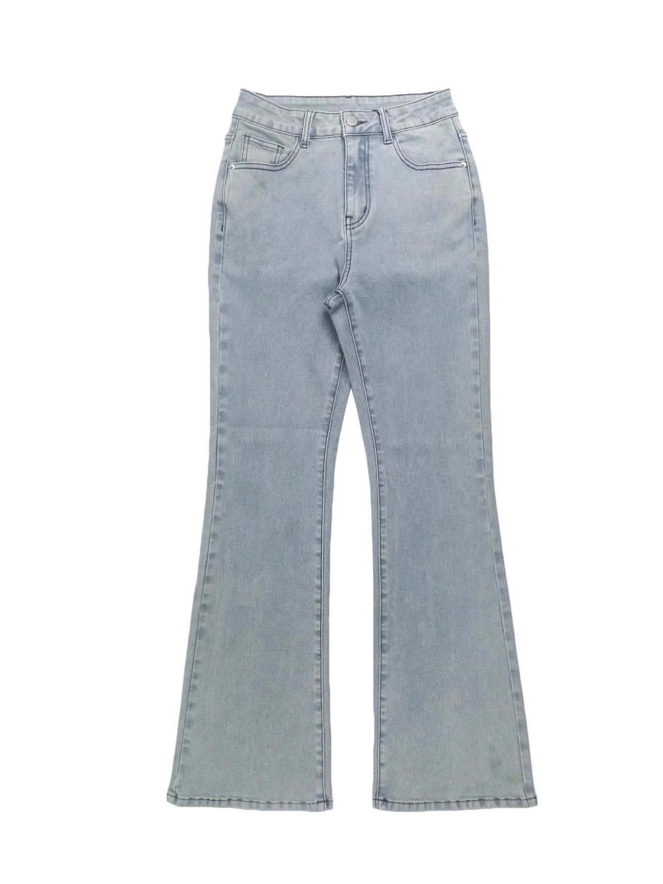 LIZAKOSHT  -  new Women Jeans Boot Cut Solid Distressed Washed Full Ankle Length Pockets Zipper Fly High Waist Jean Wide Leg Denim