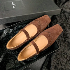 LIZAKOSHT  -  Fashion Women's Shoes New High Quality Suede Retro Mary Jane Shoes Square Headed Carved Low Heels Shoes Lightweight Shoes
