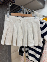 LIZAKOSHT  -  Drawstring Gray Mini Pleated Skirt Women Summer Elastic Waist Simple A-line Faldas Sweet Preppy Style Solid Sport Short Skirts