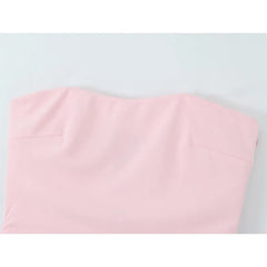 LIZAKOSHT  -  Elegant Ruched Strapless Dress Women Sexy Pastel Pink Off Shoulder Side Zipper Midi Dress 2025 New Summer Party Evening Dresses