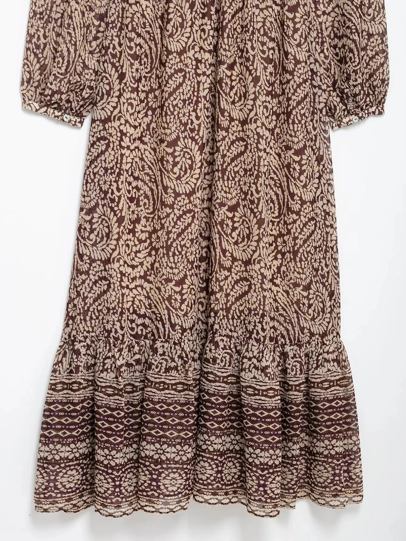 LIZAKOSHT  -  Floral Print Long Dress Women 2025 New Summer Elegant Loose V-neck Lace Up Midi Dresses Vintage Chic Boho Casual Party Dresses