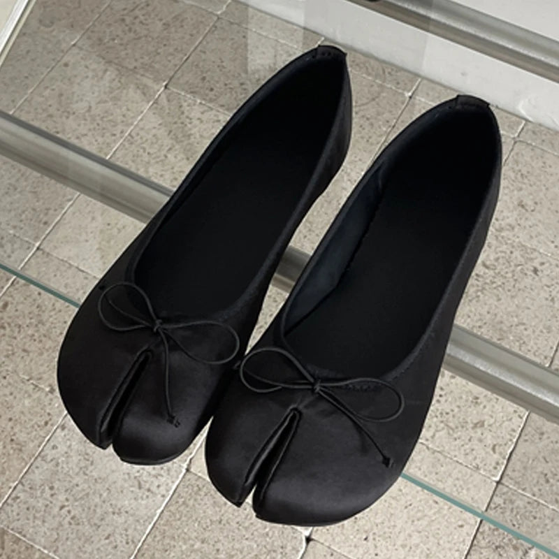 LIZAKOSHT  -  Cosy Soft Satin Split Clip Toe Flats Heels Woman Sandals High Quality Butterfly-kont Daily Dress Casual Shoes