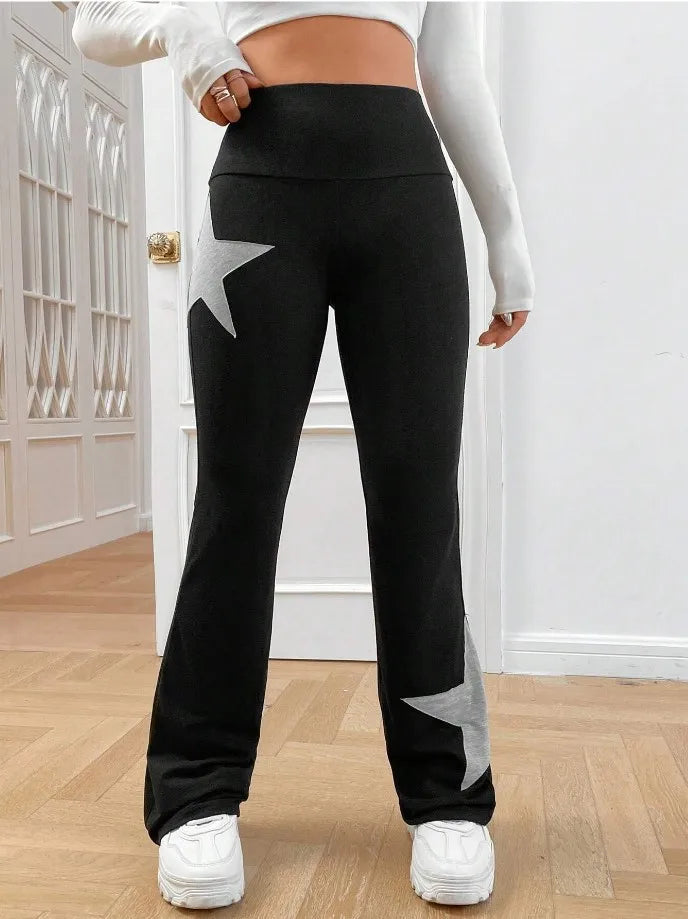 LIZAKOSHT  -  Spring Autumn Women Y2k Vintage Pants Star Pattern Printed Straight Leg Long Pant Casual Trousers Female Casual Sweatpant