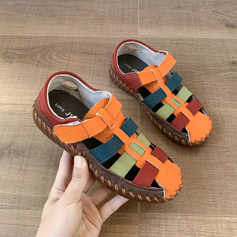 LIZAKOSHT  -  Ethnic Style Summer Women's Shoes Mixed Colors Comfortable Non-slip Thick Sole Flats New Casual Fashion Hiking Sandals