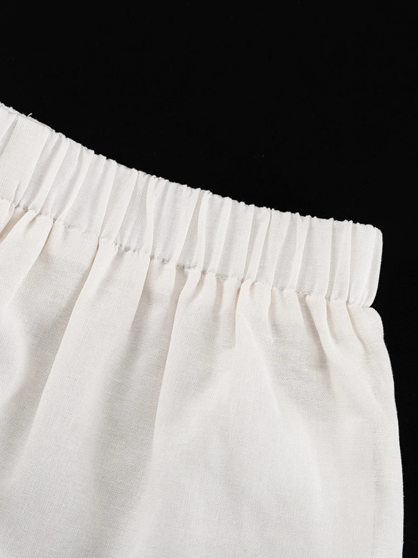 LIZAKOSHT  -  White Summer Ladies Sleepwear Suit Strap Pajamas Square Collar Nightie Lace Up Nightgowns Shorts Casual Nightwear Set