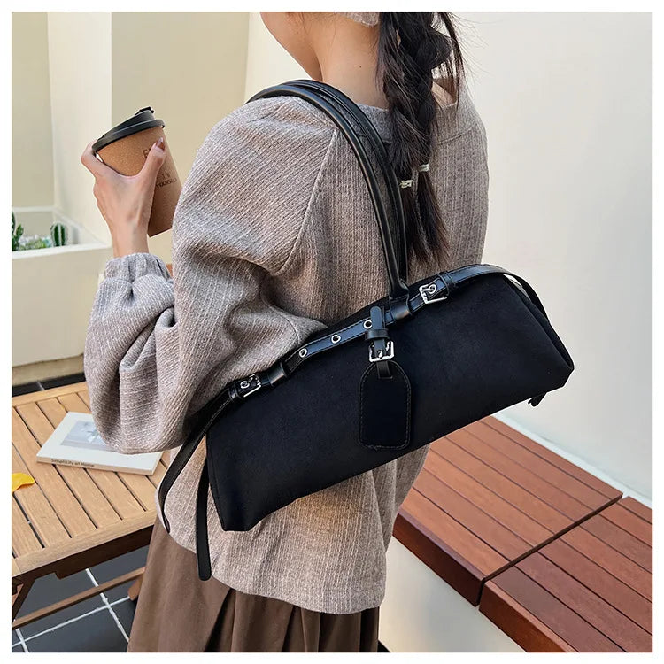 LIZAKOSHT  -  Vintage Faux Suede Shoulder Bag for Women Handbags tassel Female Armpit bag Designer ladies totes burgundy bolsa feminina