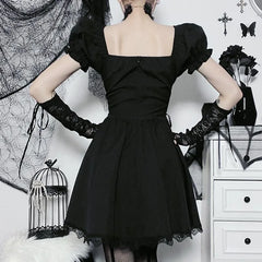 LIZAKOSHT  -  jsk dress gothic lolita dress black Halloween costumes cosplay lolita for girls short sleeve Lolita clothes A-dress