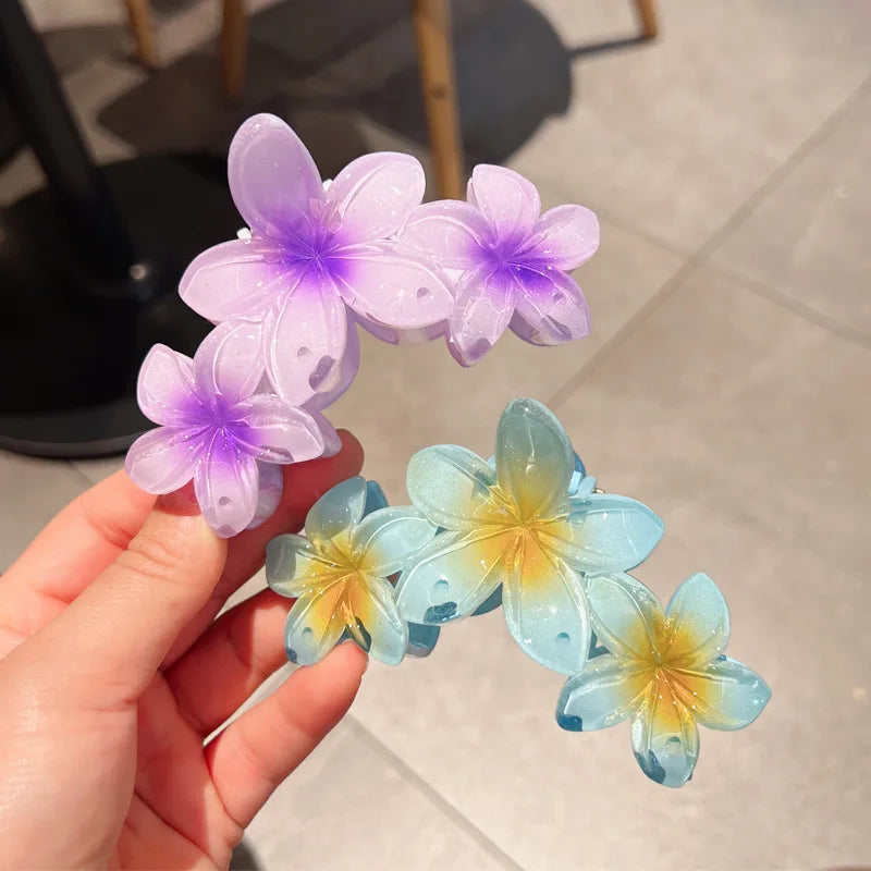 LIZAKOSHT  -  Fashion Gradient Egg Flower Hair Claws Clip Women Girls Sweet Acrylic Hairpins Summer Beach Hawaiian Headwear Hair Accessories