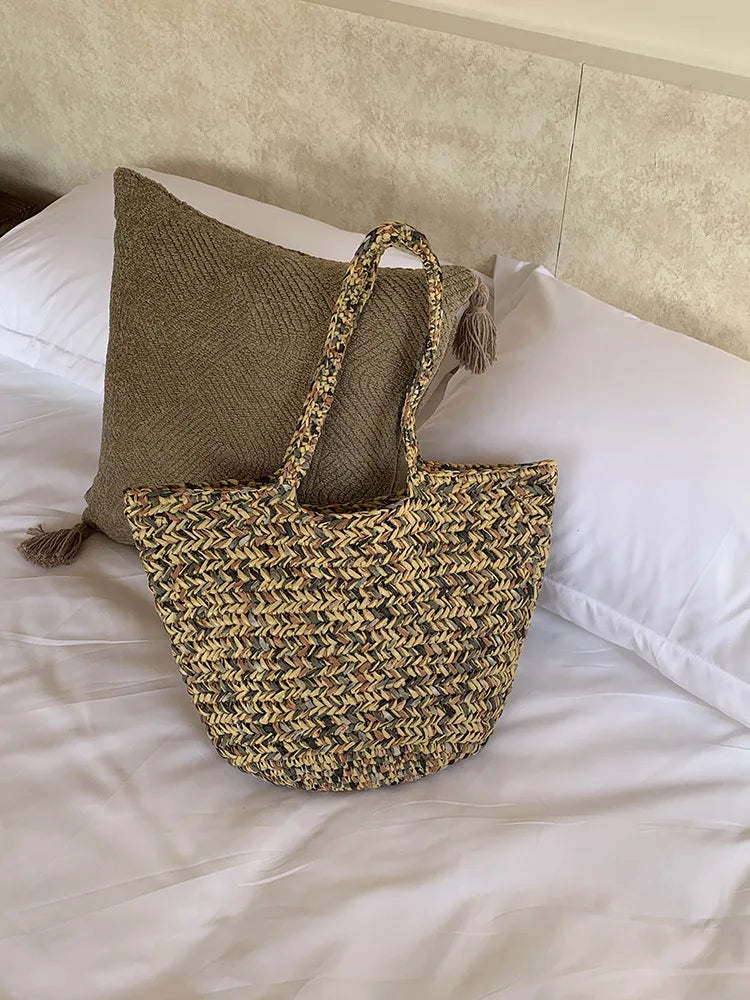 LIZAKOSHT  -  Fashion Summer Handmade Straw Shoulder Bag Large Capacity Woven Tote Beach Bags For Women