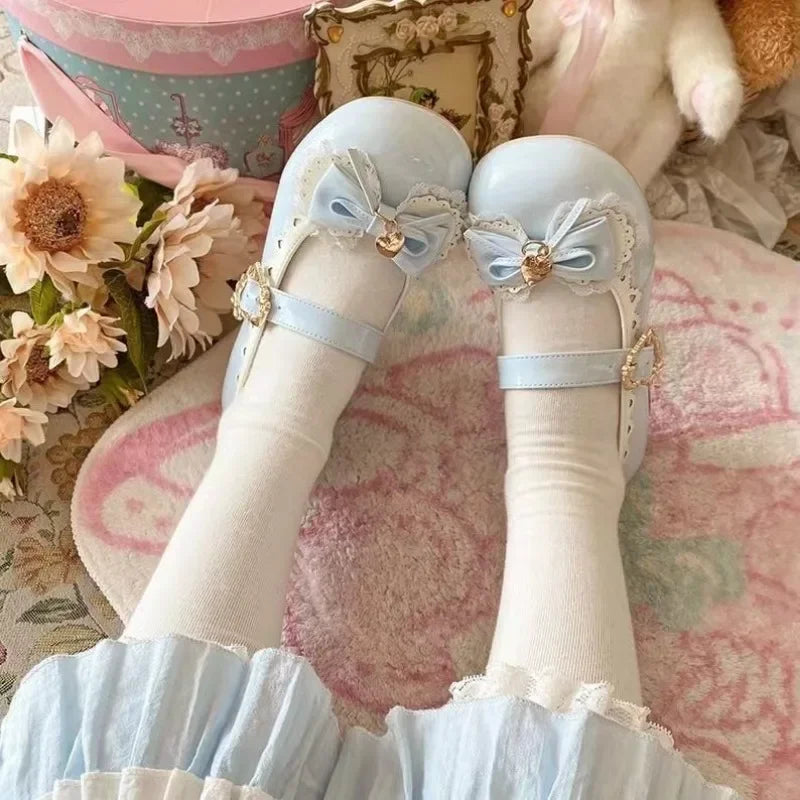 LIZAKOSHT  -  Japanese Kawaii Lolita Mary Janes Shoes Women Bow-knot Vintage Sweet Pumps Shoes Female Elegant Fashion Buckle Strap Shoes 2024