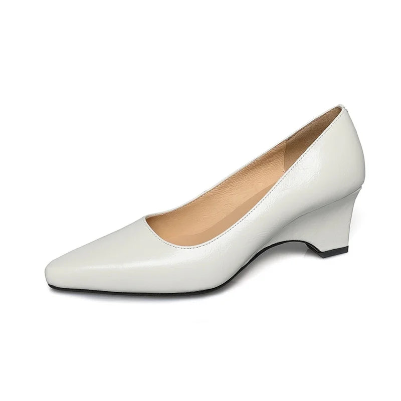 LIZAKOSHT  -  Fashion Pumps New High Quality Genuine Leather Shoes Shallow Mouth High Heels Commuter Women's Heels Shoes