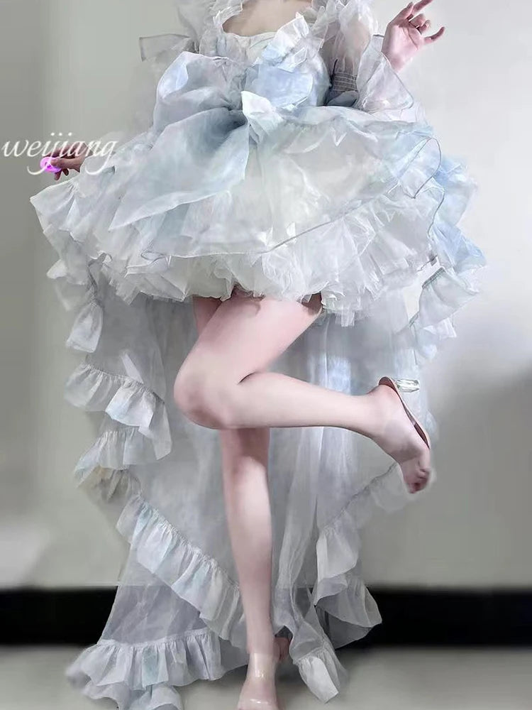 LIZAKOSHT  -  French Lolita Tube Top Vest Dress Women 2025 Summer New Sweet Girl Style High Waist Slimming Kawaii Fairy Lolita Princess Dress