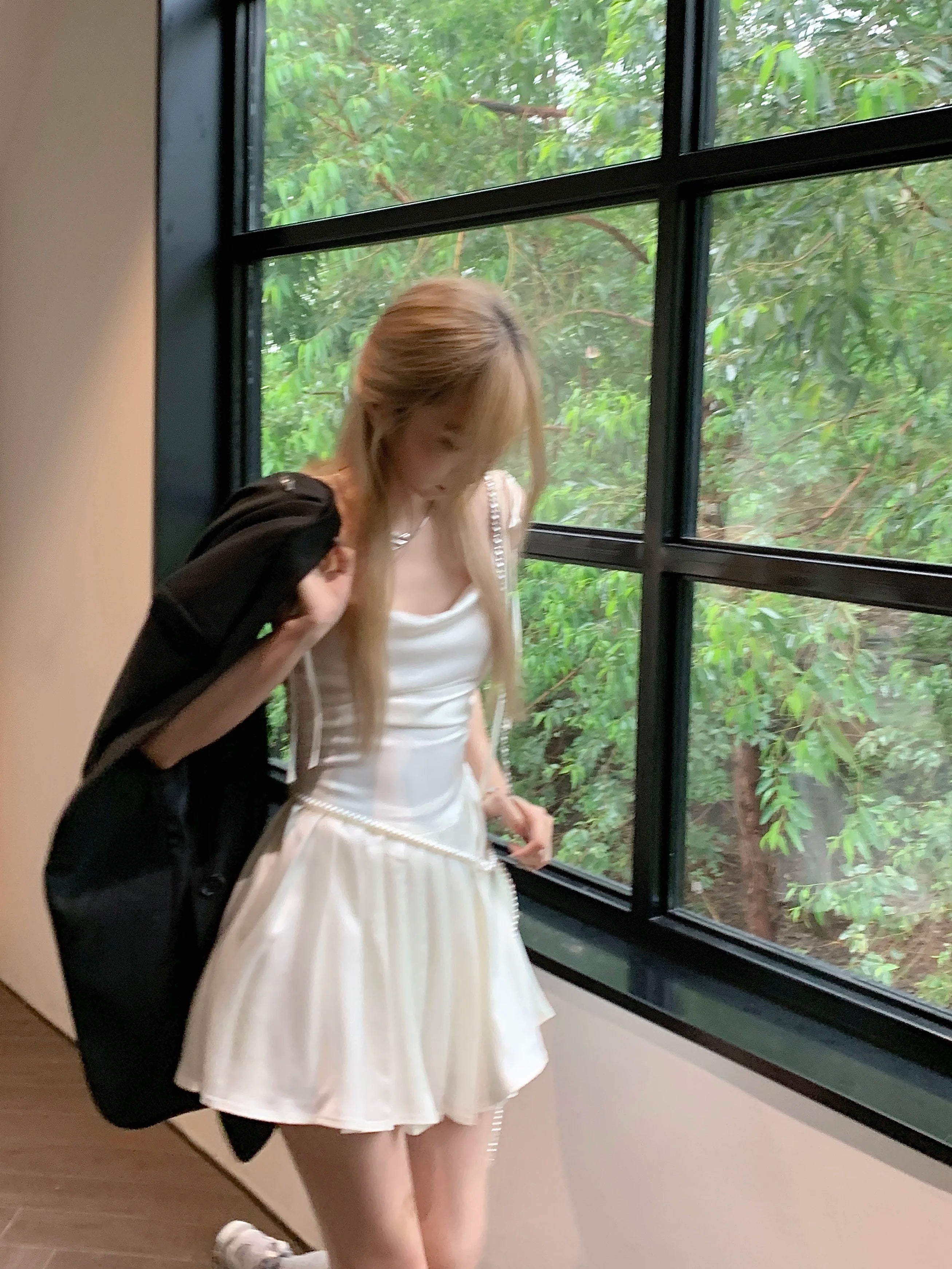 LIZAKOSHT -  White Lace-up Dress Women Sleeveless France Sweet Party Midi Dress Female Korean Style Casual Dress Summer Y2K