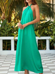 LIZAKOSHT  -  Casual Loose Sleeveless Beach Dress Women Solid Hollow Out Long Maxi Dress Summer Sexy Backless Solid Strap Cover Up Sundress