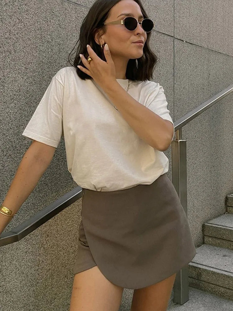 LIZAKOSHT  -  Casual A-line Solid Color Women's Shorts Fashion Slim Fit Fake Short Skirt New Summer Elegant Retro Women Short Pants
