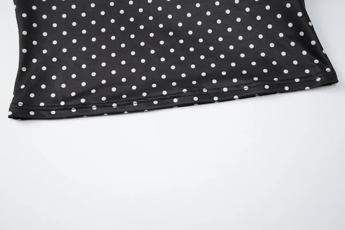 LIZAKOSHT  -  Woman Clothing Halter Neck Polka Dot Tank Tops 2026 Summer Casual Sexy Sleeveless Mesh Patchwork Corset Camisoles Black T-shirt