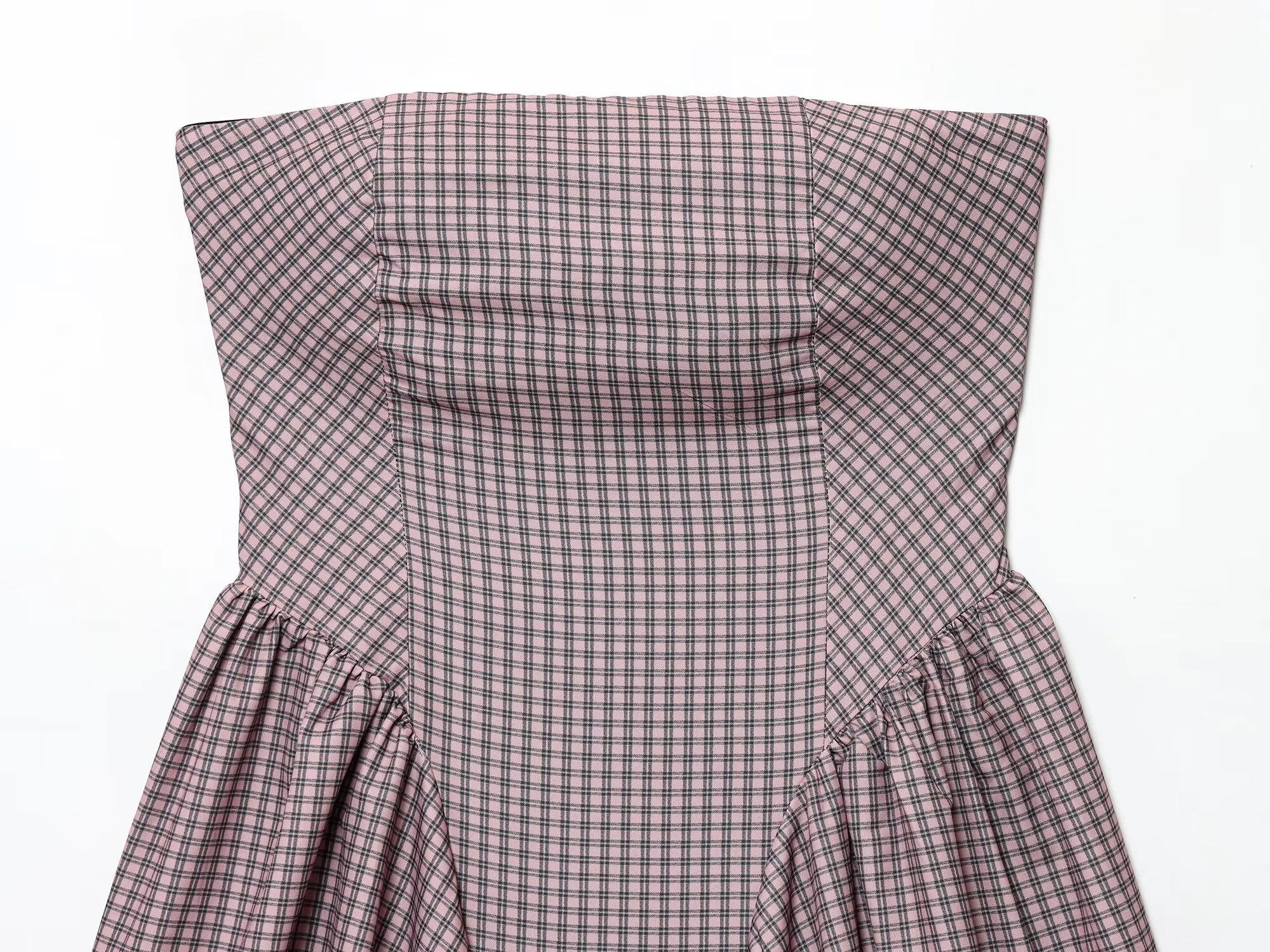 LIZAKOSHT  -  European and American autumn new women's clothing style simple sleeveless slim fit plaid strapless short dress
