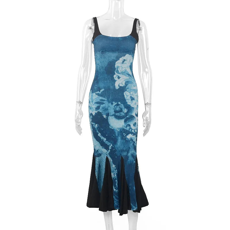 LIZAKOSHT  -  Summer Women Fashion Elegant Print Sexy Backless Sling Streetwear A-LINE Dress Female Casual Slim Sleeveless Pullover Dresses