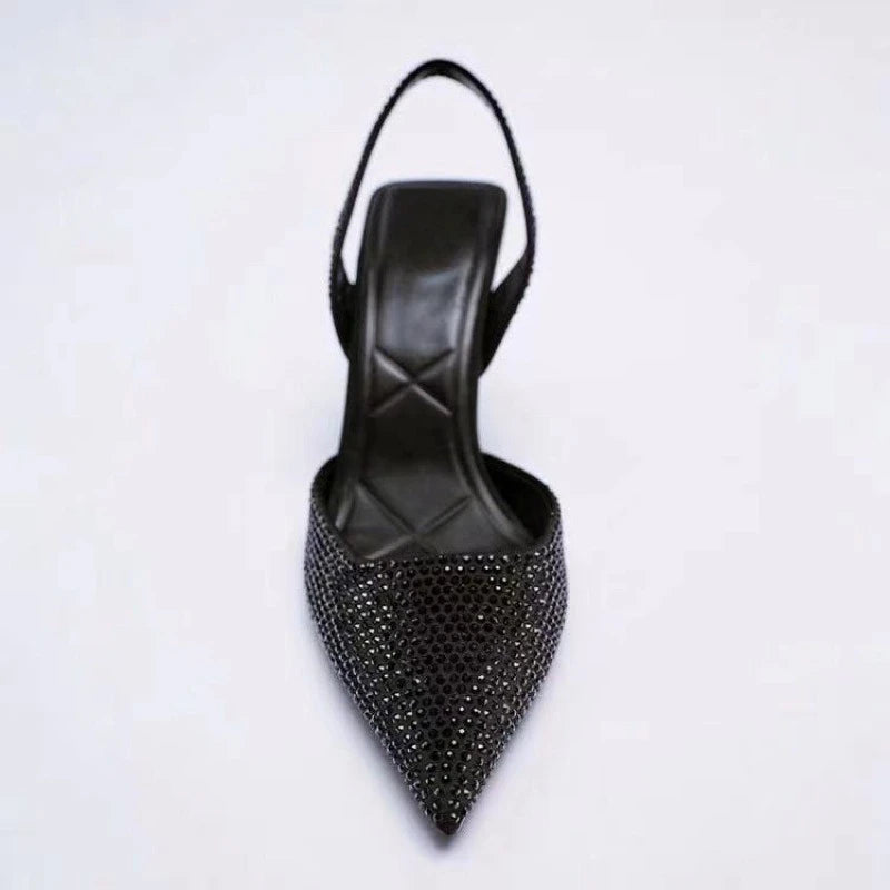 LIZAKOSHT  -  Summer New Brand Women Sandals Fashion Crystal Buckle Slingback High Heels Party Elegant Gold Woman Shoes Sexy Pumps