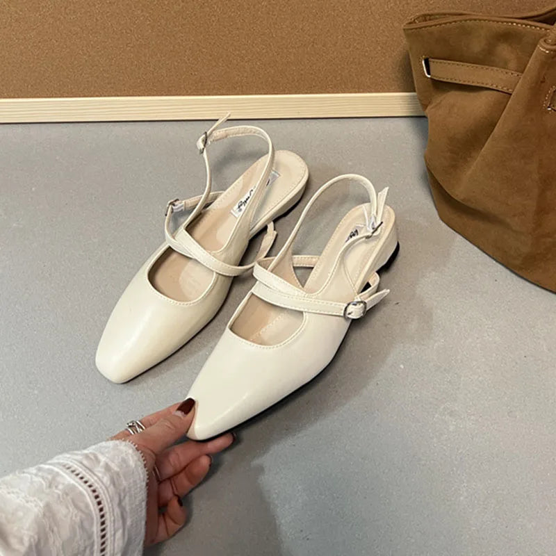 LIZAKOSHT  -  Spring New Women Sandal Fashion Round Toe Ladies Elegant Slingback Shoes Square Low Heel Outdoor Dress Pumps New Woamn Shoe