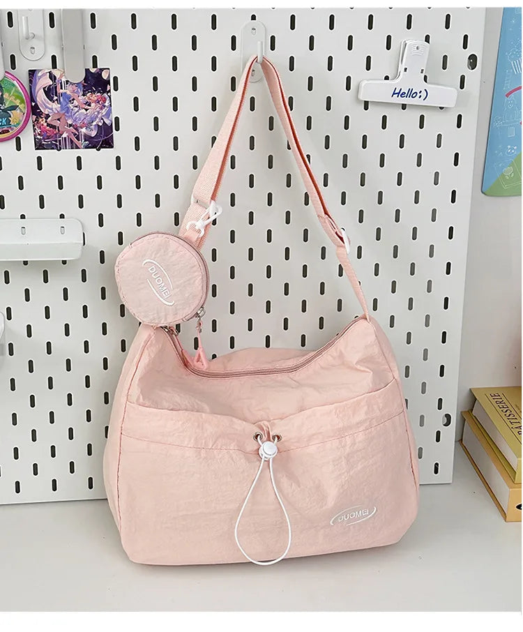 LIZAKOSHT  -  Japan Style Women Crossbody Bag New Casual Nylon Letter Composite Bag Simple Large Capacity Canvas Single Shoulder Tote Bag