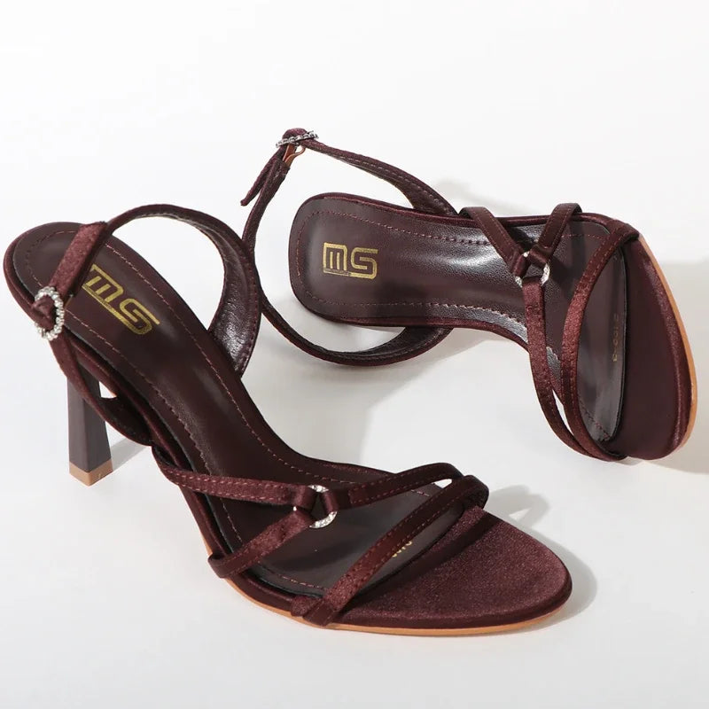 LIZAKOSHT  -  Fashion Brand Thin Heels Modern Sandals Women Open Toe Elegant Slingbacks Shoes Hollow Fine Strip Designer High Heels Female